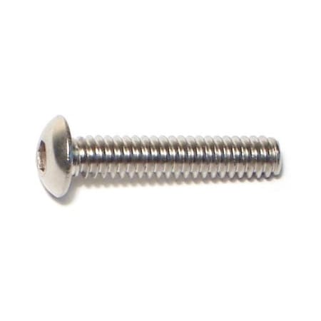 Midwest Fastener #10-24 Socket Head Cap Screw, Button, Plain 18-8 Stainless Steel, 1 in Length, 20 PK 72054